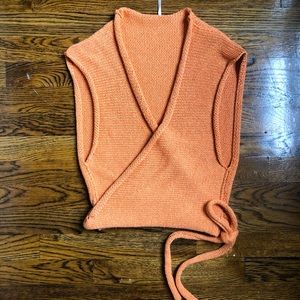 Free People Boho Orange Wrap Sweater Tank Top